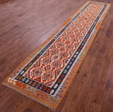 Reversible Kilim Flat Weave Wool On Wool Runner Rug - 2' 9" X 13' 4" - Golden Nile