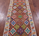 Reversible Kilim Flat Weave Wool On Wool Runner Rug - 2' 9" X 12' 10" - Golden Nile