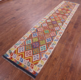 Reversible Kilim Flat Weave Wool On Wool Runner Rug - 2' 9" X 12' 10" - Golden Nile