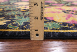 Black William Morris Handmade Wool Area Rug - 6' 2" X 9' 1" - Golden Nile