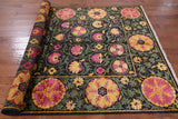 Black William Morris Handmade Wool Area Rug - 6' 2" X 9' 1" - Golden Nile