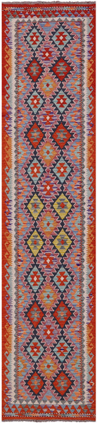Reversible Kilim Flat Weave Wool On Wool Runner Rug - 2' 8" X 12' 9" - Golden Nile