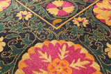 Black William Morris Hand Knotted Wool Area Rug - 6' 2" X 9' 6" - Golden Nile