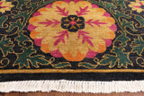 Black William Morris Hand Knotted Wool Area Rug - 6' 2" X 9' 6" - Golden Nile