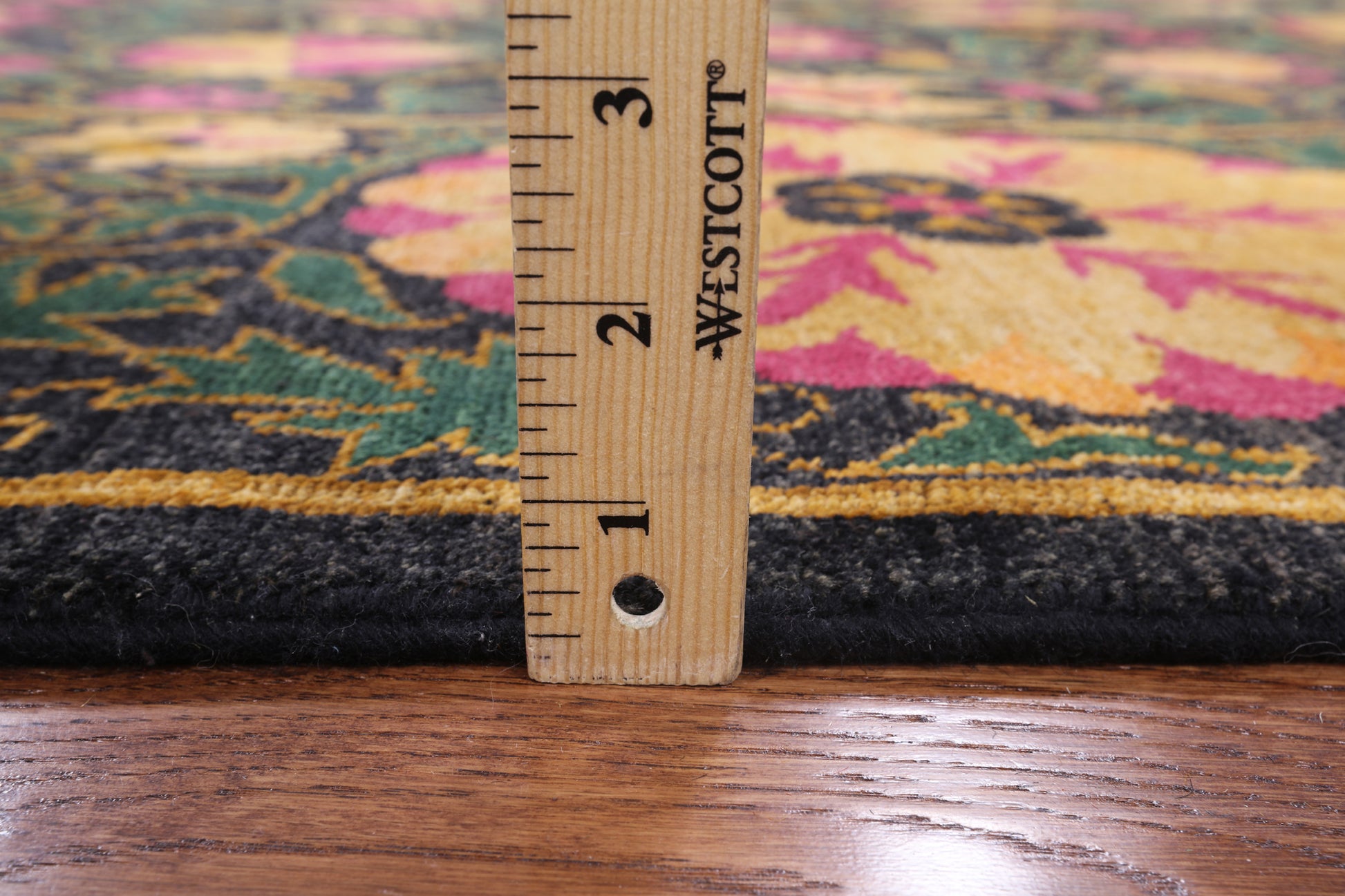 Black William Morris Hand Knotted Wool Area Rug - 6' 2" X 9' 6" - Golden Nile