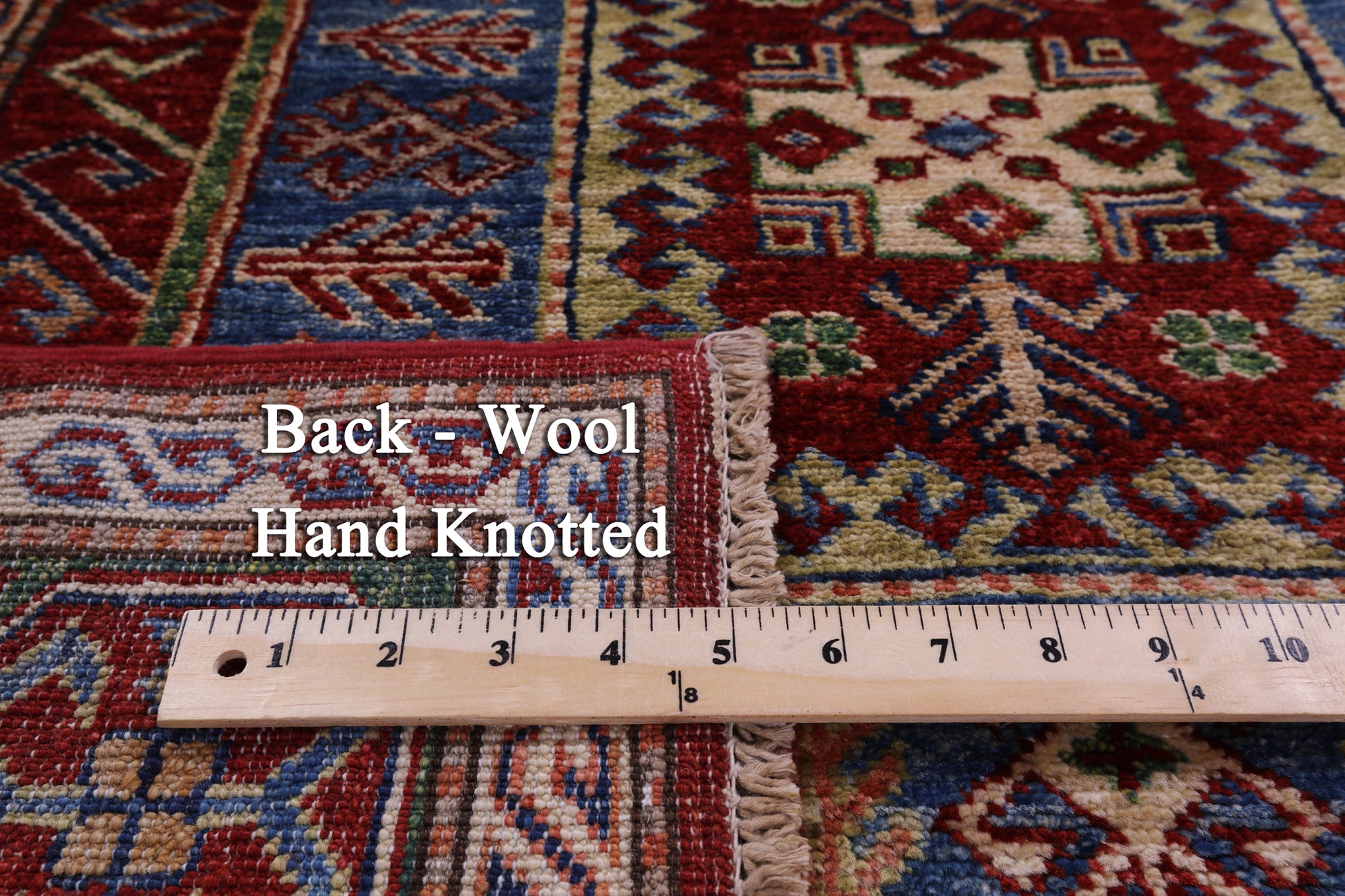 Red Super Kazak Hand Knotted Wool Rug - 4' 0" X 6' 1" - Golden Nile