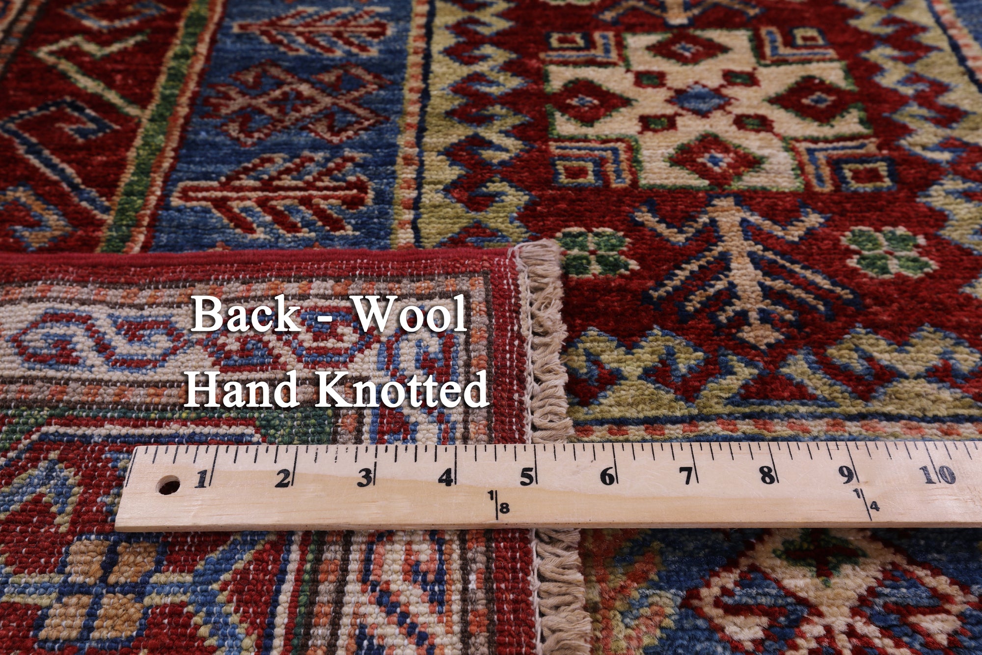 Red Super Kazak Hand Knotted Wool Rug - 4' 0" X 6' 1" - Golden Nile