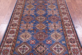 Blue Super Kazak Hand Knotted Wool Rug - 4' 2" X 6' 2" - Golden Nile