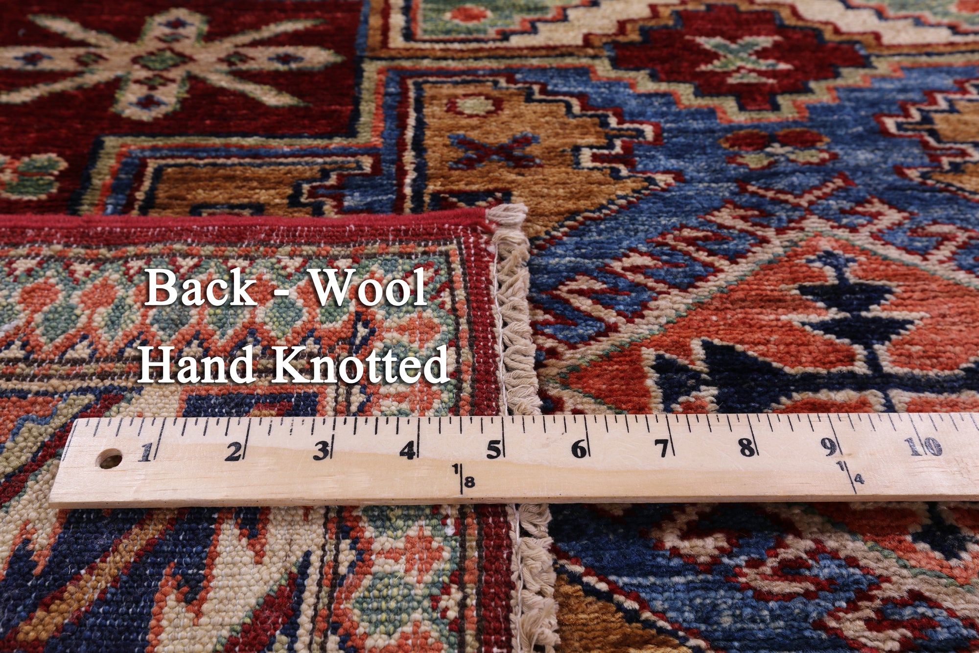 Red Super Kazak Hand Knotted Wool Rug - 4' 2" X 5' 6" - Golden Nile