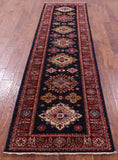 Blue Super Kazak Hand Knotted Wool Runner Rug - 2' 9" X 9' 11" - Golden Nile