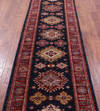 Blue Super Kazak Hand Knotted Wool Runner Rug - 2' 9" X 9' 11" - Golden Nile