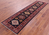 Blue Super Kazak Hand Knotted Wool Runner Rug - 2' 9" X 9' 11" - Golden Nile