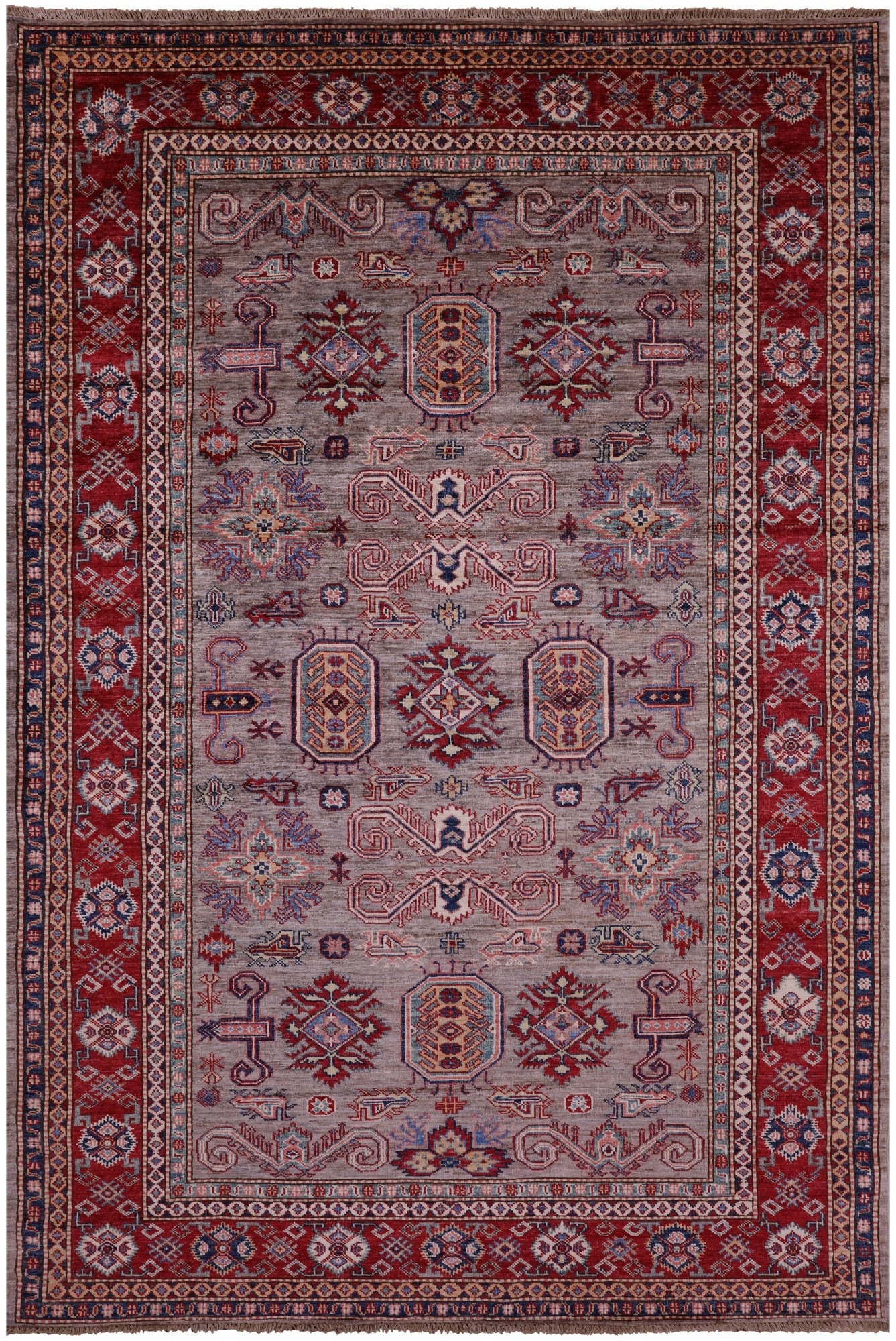 Super Kazak Hand Knotted Wool Rug - 5' 6" X 8' 3" - Golden Nile