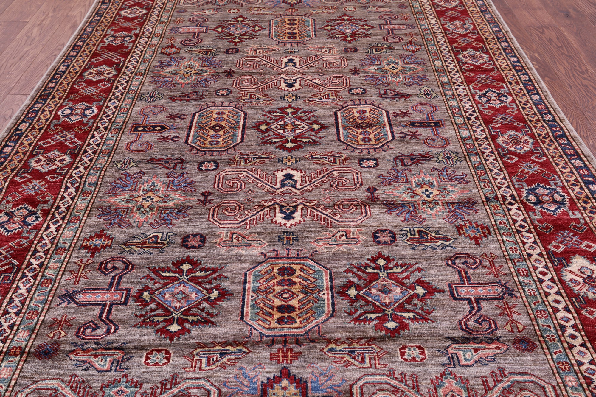 Super Kazak Hand Knotted Wool Rug - 5' 6" X 8' 3" - Golden Nile