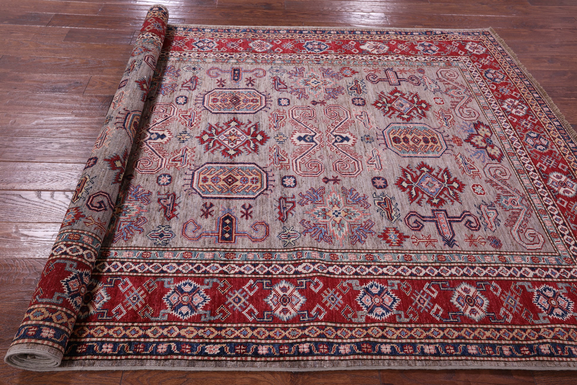 Super Kazak Hand Knotted Wool Rug - 5' 6" X 8' 3" - Golden Nile
