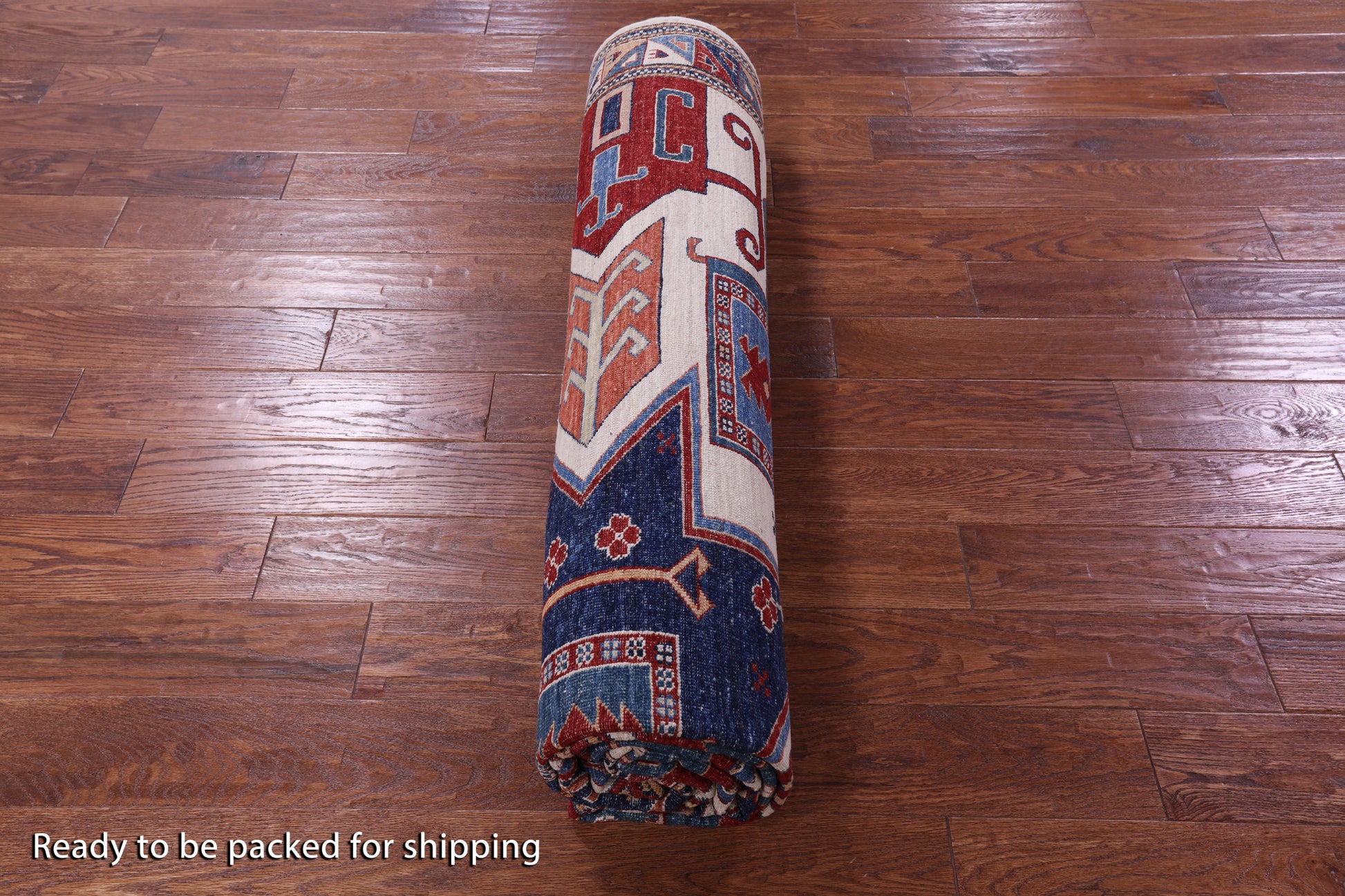 Ivory Super Kazak Hand Knotted Wool Rug - 8' 2" X 9' 11" - Golden Nile