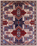 Ivory Super Kazak Hand Knotted Wool Rug - 8' 2" X 9' 11" - Golden Nile