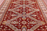 Red Super Kazak Hand Knotted Wool Rug - 8' 4" X 10' 0" - Golden Nile