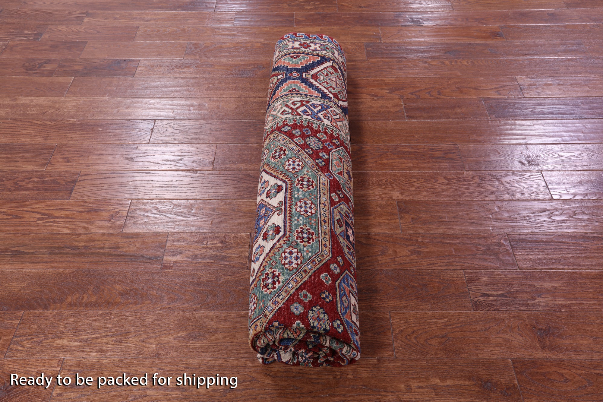 Red Super Kazak Handmade Wool Rug - 8' 0" X 10' 8" - Golden Nile