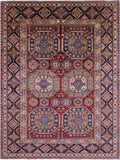 Red Super Kazak Handmade Wool Rug - 8' 0" X 10' 8" - Golden Nile