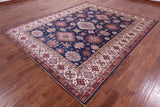 Blue Super Kazak Hand Knotted Wool Rug - 8' 2" X 9' 10" - Golden Nile