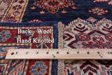Blue Super Kazak Hand Knotted Wool Rug - 8' 2" X 9' 10" - Golden Nile