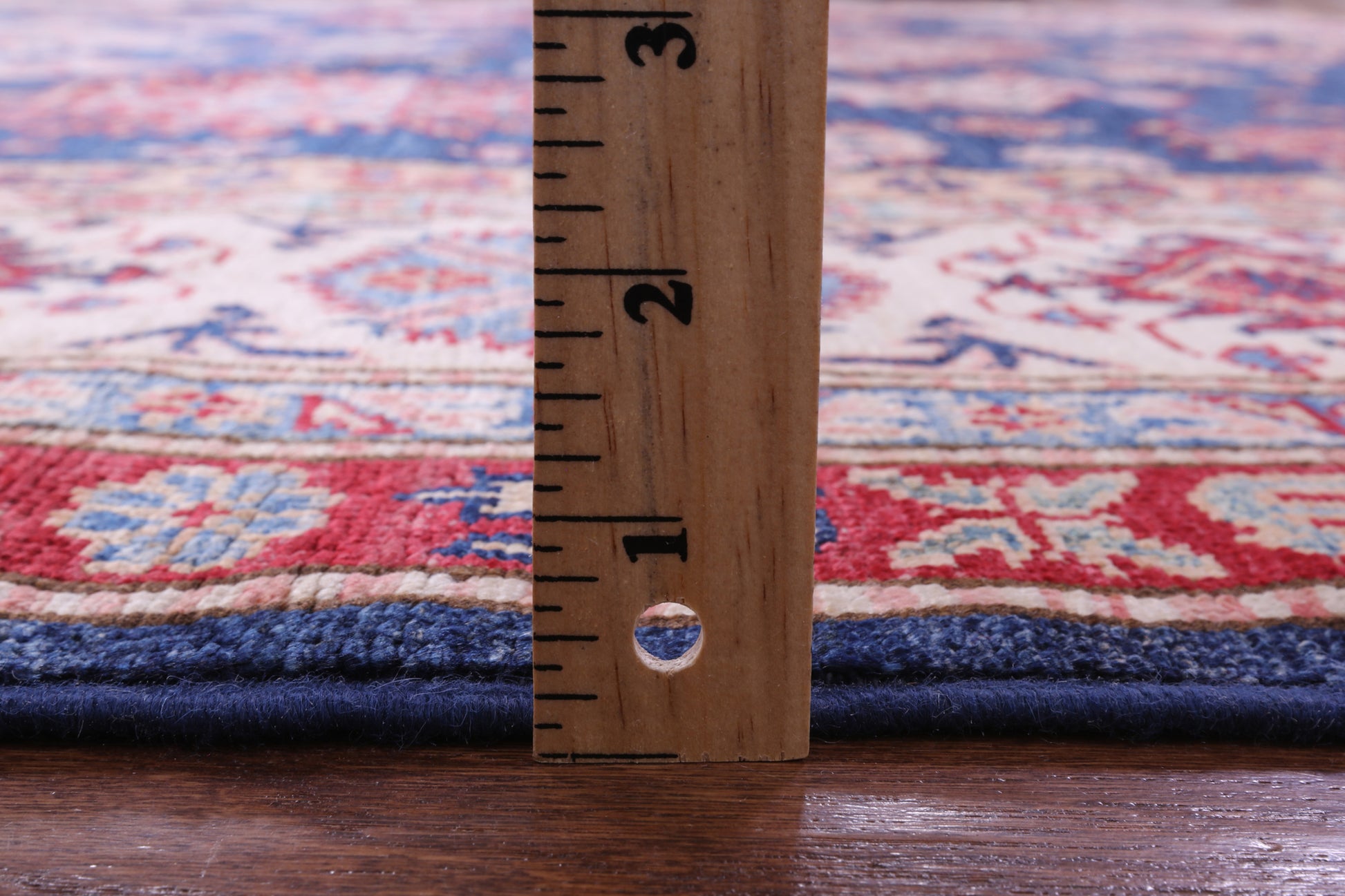 Blue Super Kazak Hand Knotted Wool Rug - 8' 2" X 9' 10" - Golden Nile