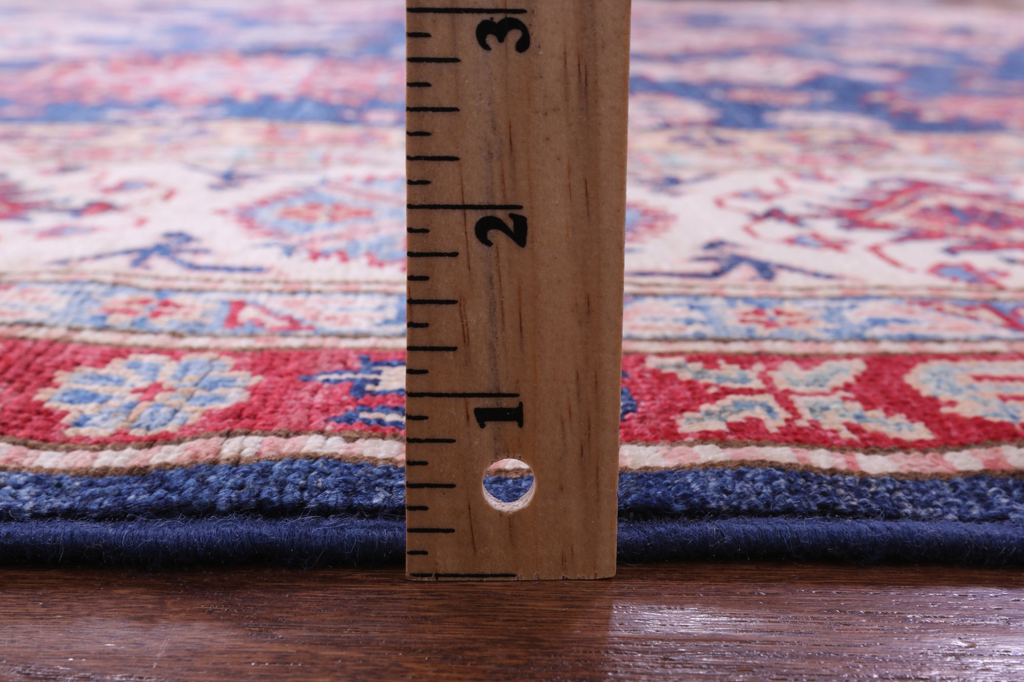 Blue Super Kazak Hand Knotted Wool Rug - 8' 2" X 9' 10" - Golden Nile