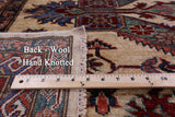Ivory Super Kazak Hand Knotted Wool Rug - 8' 0" X 10' 2" - Golden Nile