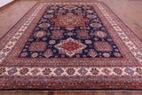 Blue Super Kazak Hand Knotted Wool Rug - 12' 2" X 15' 10" - Golden Nile