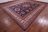 Blue Super Kazak Hand Knotted Wool Rug - 12' 2" X 15' 10" - Golden Nile