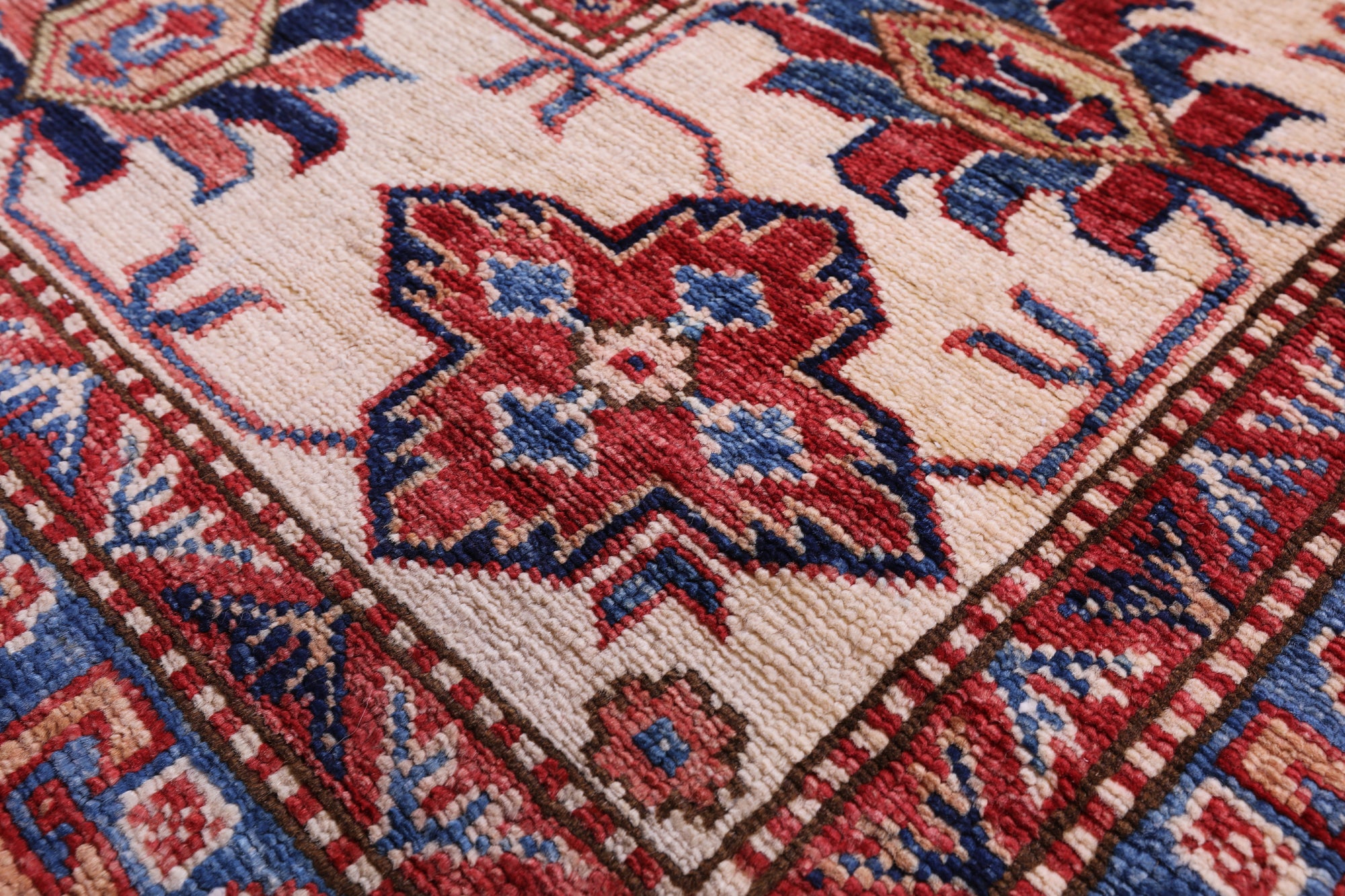 Blue Super Kazak Hand Knotted Wool Rug - 12' 2" X 15' 10" - Golden Nile