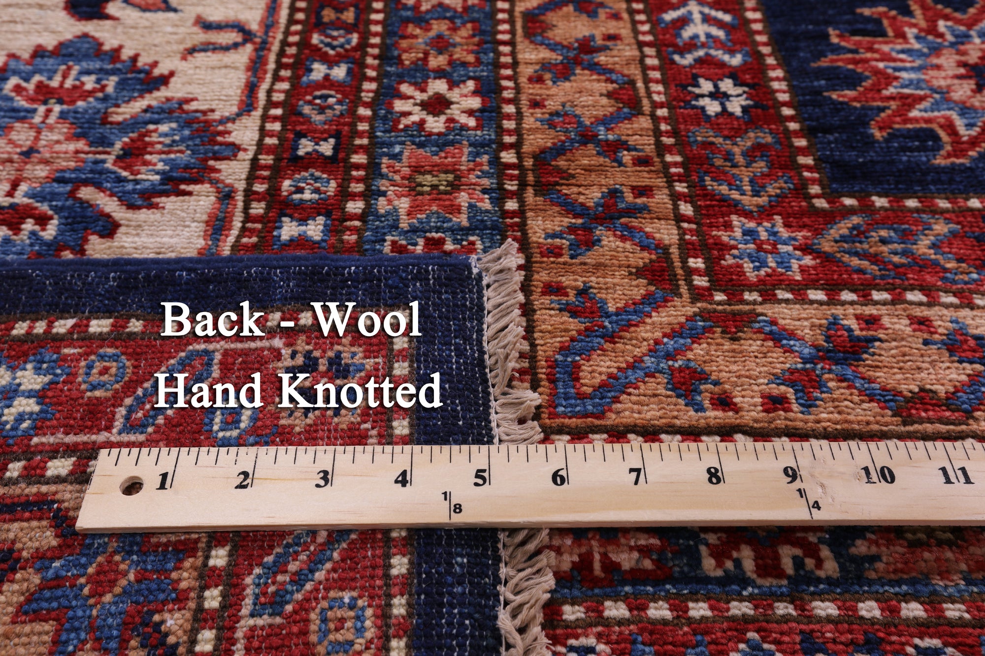 Blue Super Kazak Hand Knotted Wool Rug - 12' 2" X 15' 10" - Golden Nile