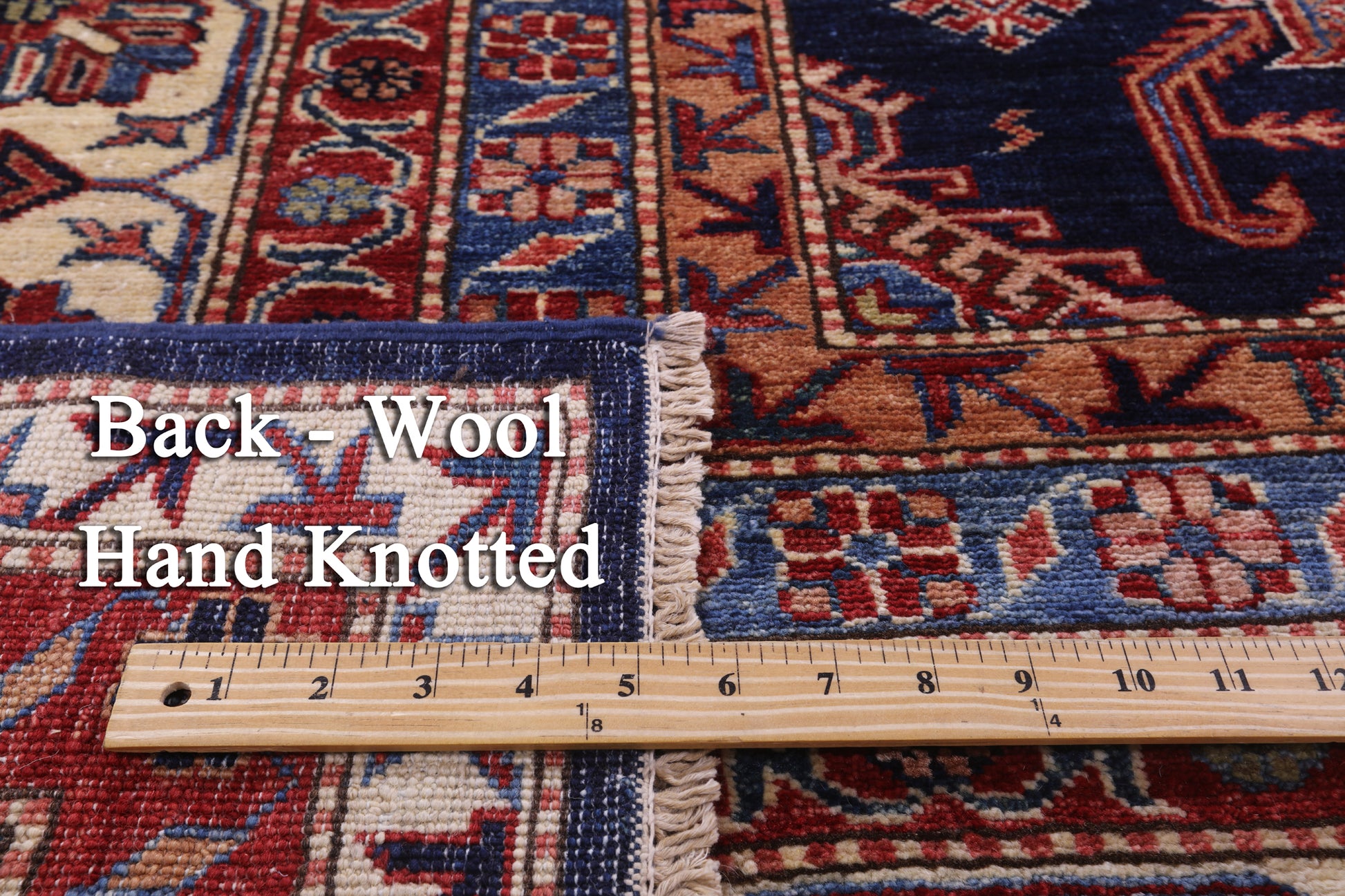 Blue Super Kazak Hand Knotted Wool Rug - 10' 0" X 13' 10" - Golden Nile