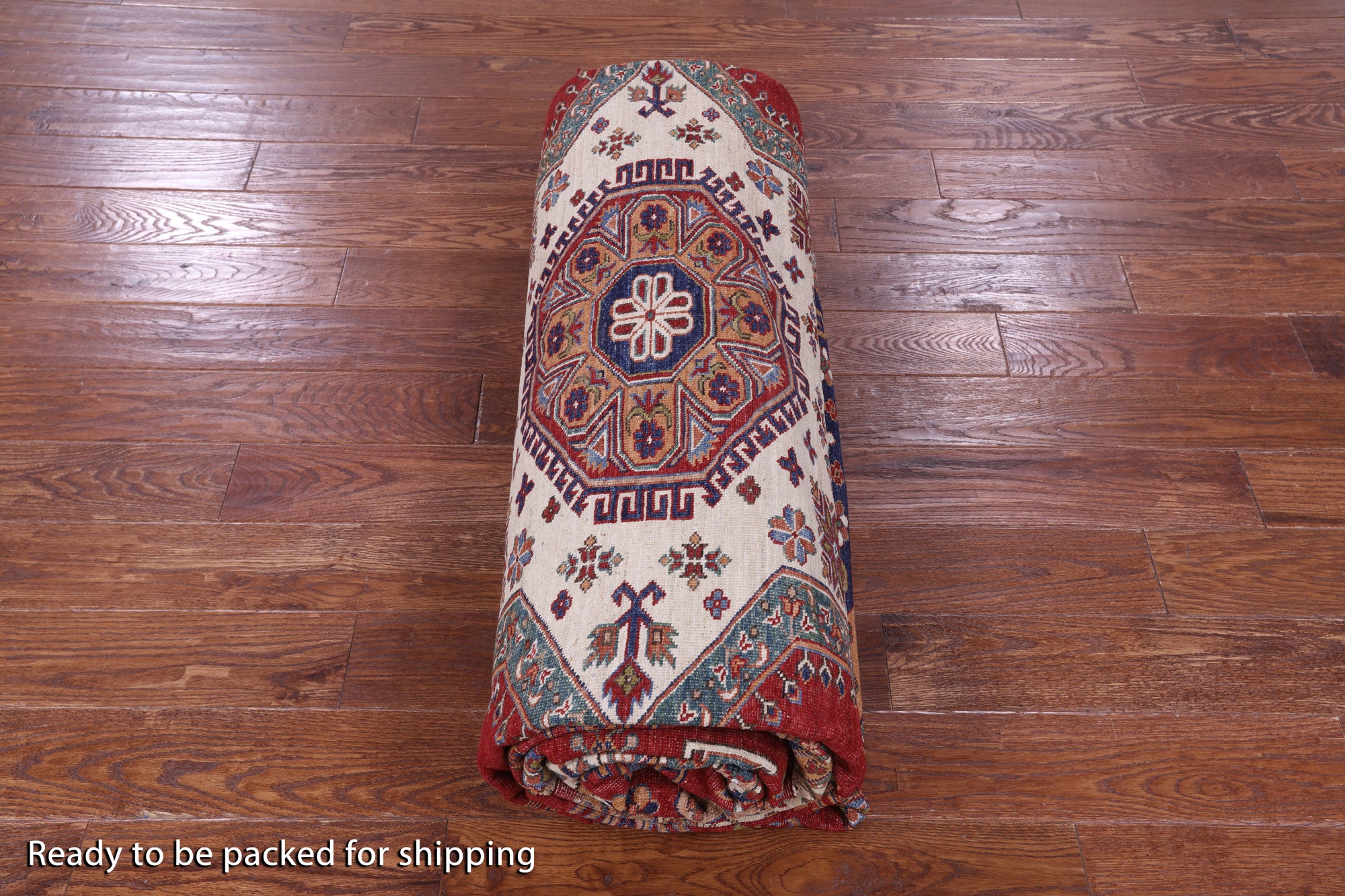 Red Super Kazak Hand Knotted Wool Rug - 9' 9" X 13' 2" - Golden Nile