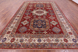 Red Super Kazak Hand Knotted Wool Rug - 9' 9" X 13' 2" - Golden Nile