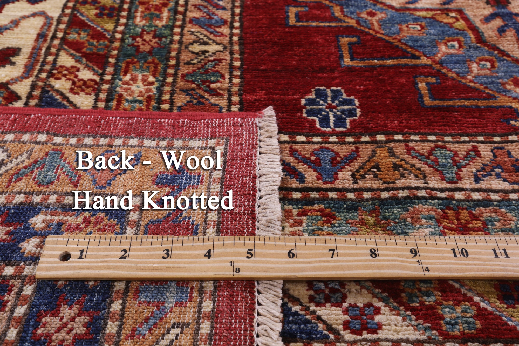 Red Super Kazak Hand Knotted Wool Rug - 9' 9" X 13' 2" - Golden Nile