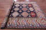 Blue Super Kazak Hand Knotted Wool Rug - 9' 0" X 12' 0" - Golden Nile
