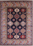 Blue Super Kazak Hand Knotted Wool Rug - 9' 0" X 12' 0" - Golden Nile