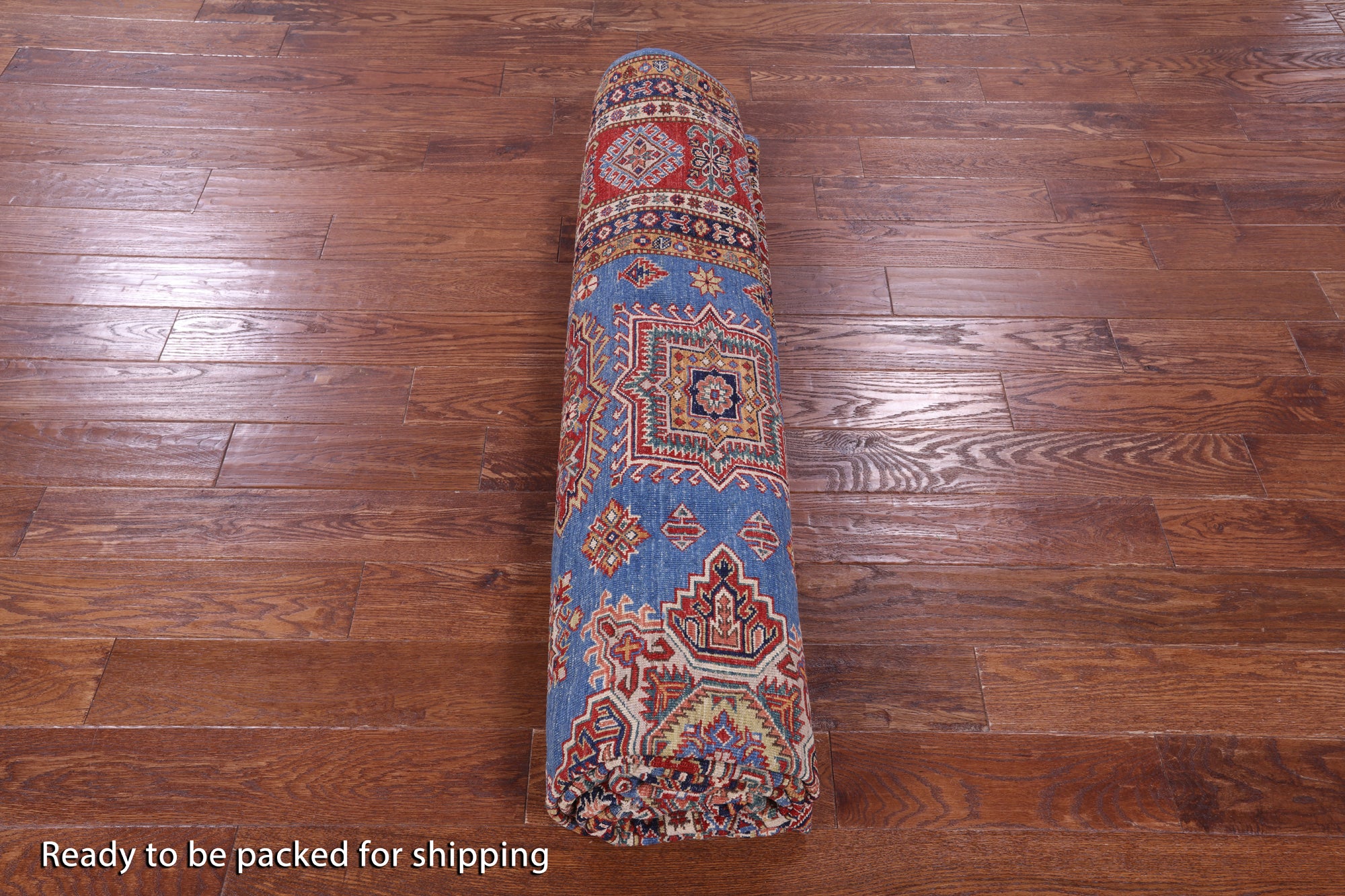 Blue Super Kazak Hand Knotted Wool Rug - 8' 11" X 11' 8" - Golden Nile
