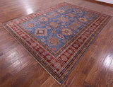 Blue Super Kazak Hand Knotted Wool Rug - 8' 11" X 11' 8" - Golden Nile