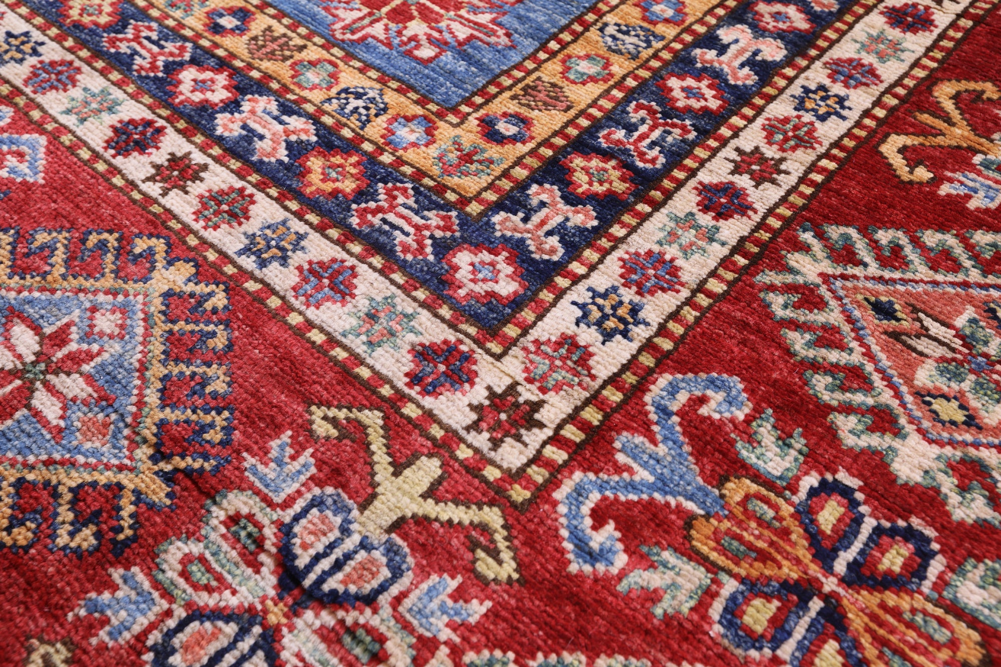Blue Super Kazak Hand Knotted Wool Rug - 8' 11" X 11' 8" - Golden Nile
