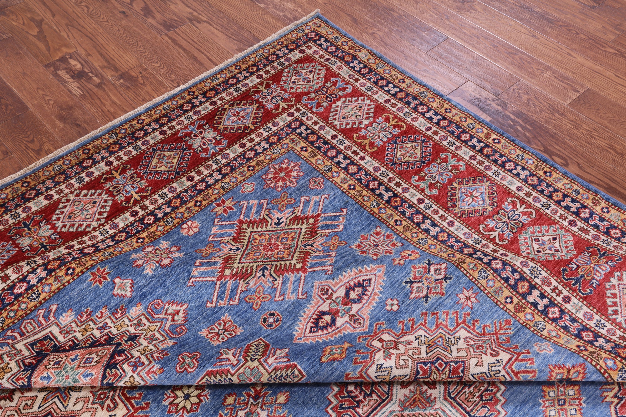 Blue Super Kazak Hand Knotted Wool Rug - 8' 11" X 11' 8" - Golden Nile