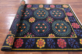 Black William Morris Hand Knotted Wool Area Rug - 6' 3" X 11' 5" - Golden Nile