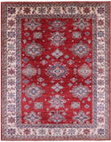 Red Super Kazak Hand Knotted Wool Rug - 7' 11" X 10' 0" - Golden Nile