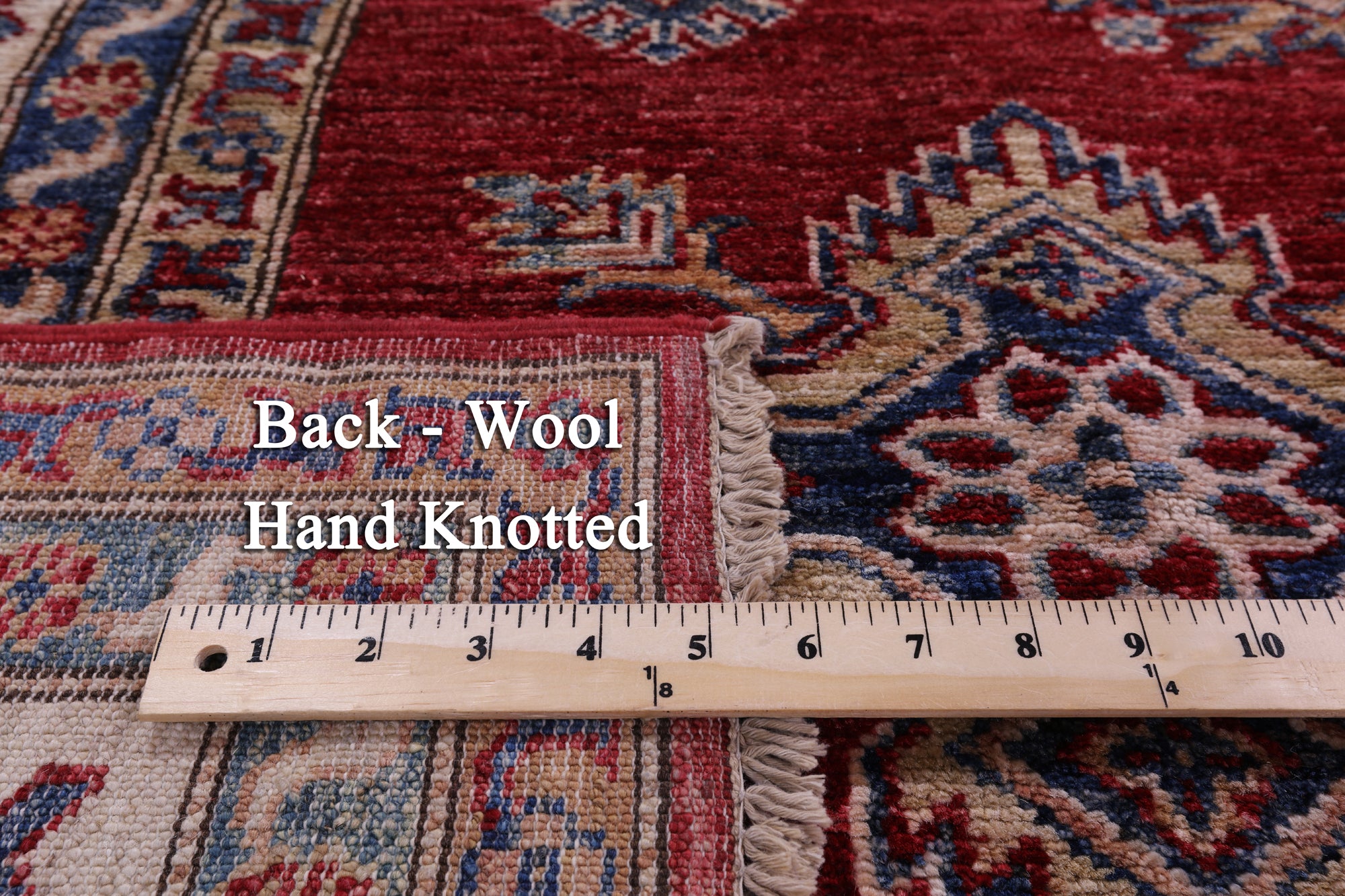 Red Super Kazak Hand Knotted Wool Rug - 7' 11" X 10' 0" - Golden Nile