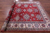 Red Super Kazak Hand Knotted Wool Rug - 7' 11" X 10' 0" - Golden Nile