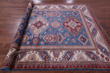 Blue Super Kazak Hand Knotted Wool Rug - 6' 11" X 9' 7" - Golden Nile