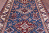 Blue Super Kazak Hand Knotted Wool Rug - 6' 11" X 9' 7" - Golden Nile