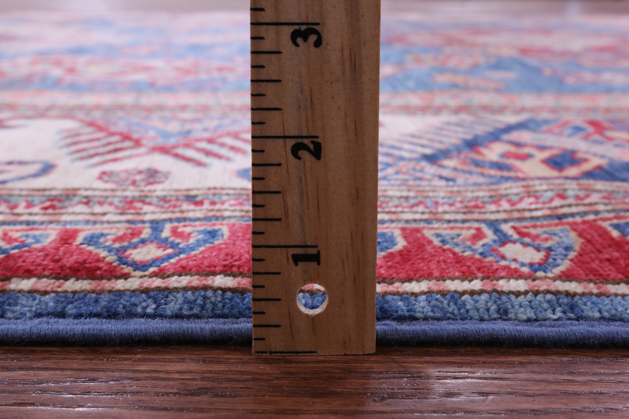Blue Super Kazak Hand Knotted Wool Rug - 6' 11" X 9' 7" - Golden Nile